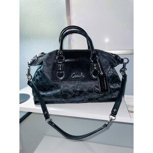 COACH Ashley Black Signature Satchel Leather Shoulder Bag